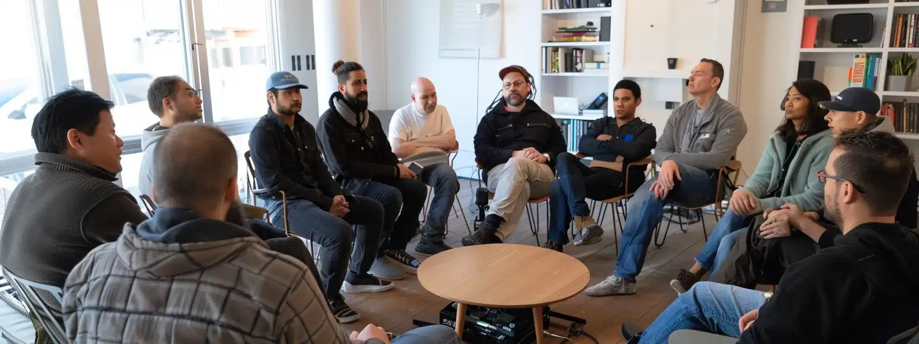 a group of diverse individuals actively engaged in a discussion, sharing insights and tips on maximizing airdrop rewards from linea testnet bridge.