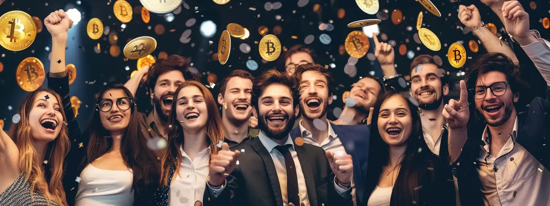 a group of excited investors eagerly awaiting the official listing date announcement for nodepay tokens, with vibrant exchange logos in the background symbolizing strategic partnerships.