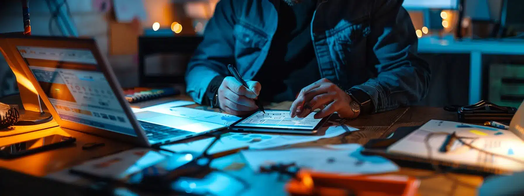 a person carefully following a step-by-step guide on a digital device, surrounded by notes and strategies, preparing for the boinkers airdrop.