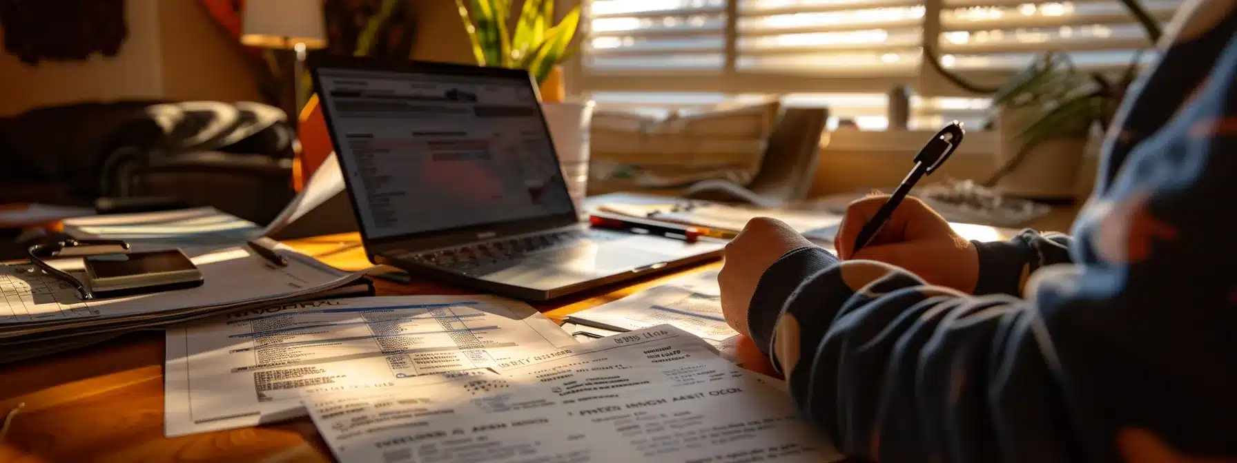 a person completing a detailed registration process on a laptop, surrounded by verification documents and troubleshooting guides, with nodepay's logo visible in the background.