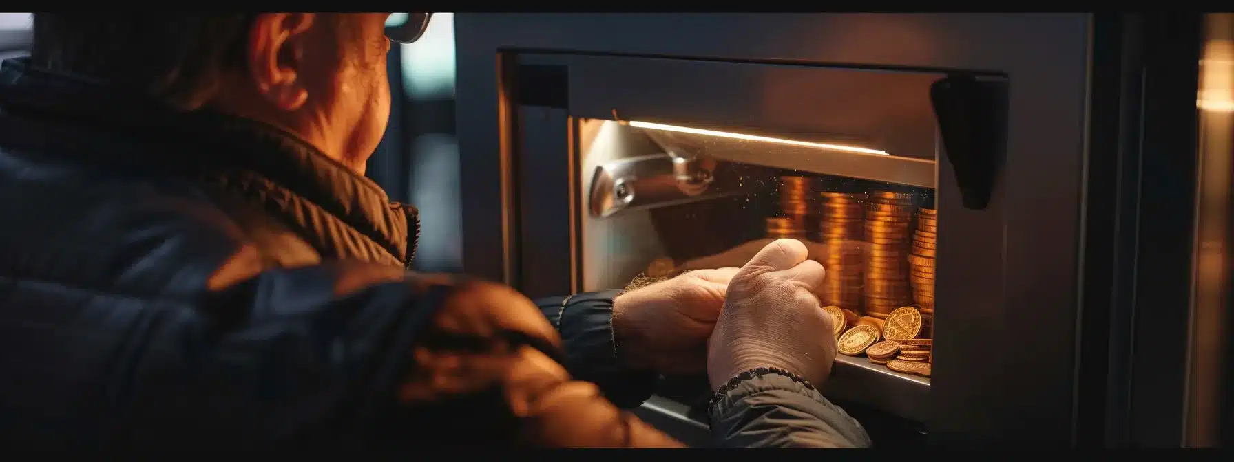 a person securely locking away their blum tokens in a high-tech safe.