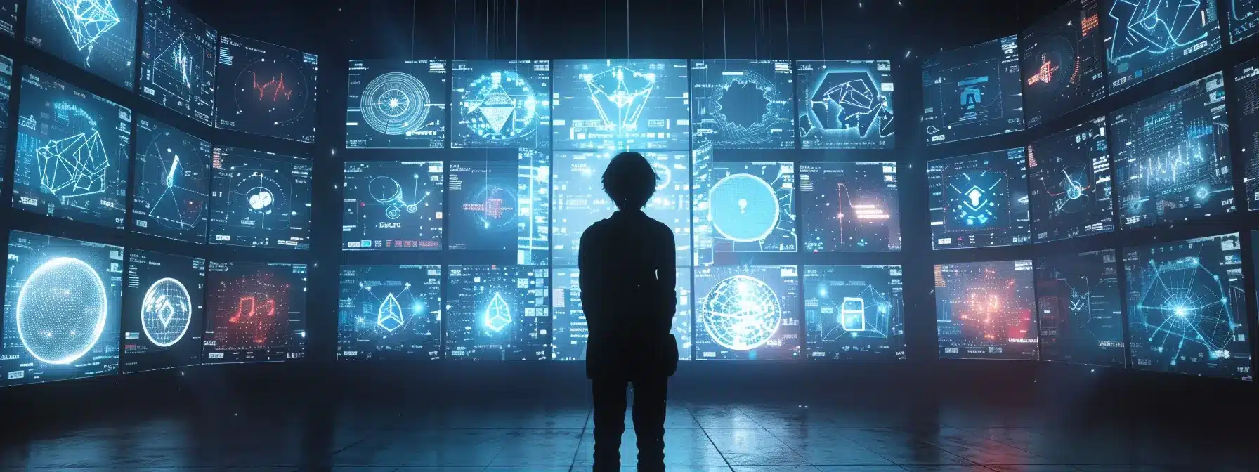 a person verifying their identity through the kyc process, surrounded by futuristic digital screens displaying nodepay's logo and blockchain technology.