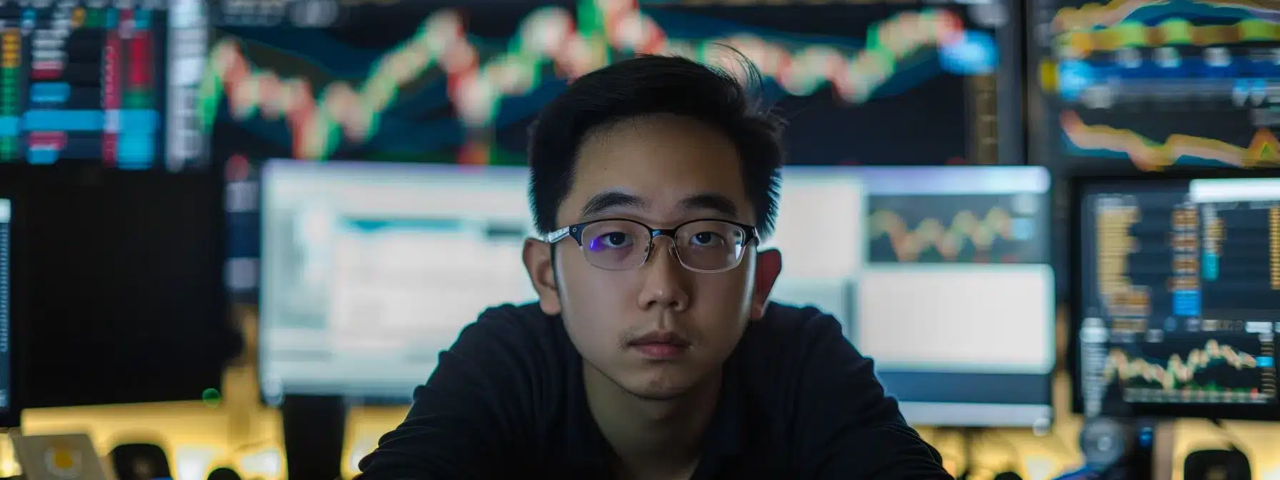 focused individual surrounded by computer screens with cryptocurrency charts, preparing their secure wallet for the paws token listing.